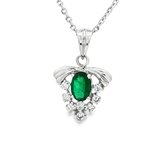 18K白色黃金天然祖母綠鑽石吊墜
