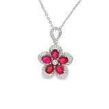 18K白色黃金天然紅寶石鑽石吊墜