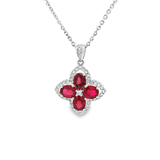 18K白色黃金天然紅寶石鑽石吊墜