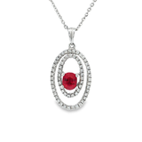 18K白色黃金天然紅寶石鑽石吊墜
