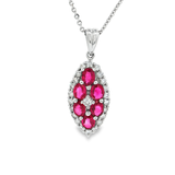 18K白色黃金天然紅寶石鑽石吊墜