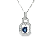18K白色黃金天然藍寶石鑽石吊墜