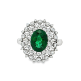 18K白色黃金天然祖母綠鑽石戒指