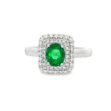 18K白色黃金天然祖母綠鑽石戒指