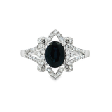 18K白色黃金天然藍寶石鑽石戒指