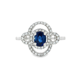 18K白色黃金天然藍寶石鑽石戒指