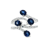 18K白色黃金天然藍寶石鑽石戒指