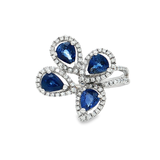 18K白色黃金天然藍寶石鑽石戒指