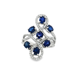 18K白色黃金天然藍寶石鑽石戒指