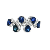 18K白色黃金天然藍寶石鑽石戒指