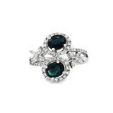 18K白色黃金天然藍寶石鑽石戒指