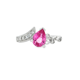 18K白色黃金天然粉紅藍寶石鑽石戒指