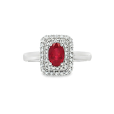 18K白色黃金天然紅寶石鑽石戒指