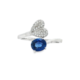 18K白色黃金天然藍寶石鑽石戒指