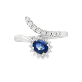 18K白色黃金天然藍寶石鑽石戒指
