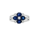 18K白色黃金天然藍寶石鑽石戒指