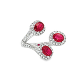 18K白色黃金天然紅寶石鑽石戒指