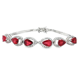 18K白色黃金天然紅寶石鑽石手鍊