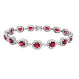 18K白色黃金天然紅寶石鑽石手鍊