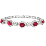 18K白色黃金天然紅寶石鑽石手鍊