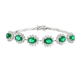 18K白色黃金天然祖母綠鑽石手鍊