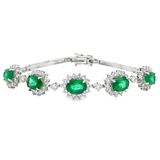 18K白色黃金天然祖母綠鑽石手鍊