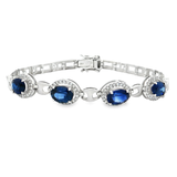 18K白色黃金天然藍寶石鑽石手鍊