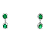 18K白色黃金天然祖母綠鑽石耳環
