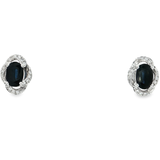 18K白色黃金天然藍寶石鑽石耳環