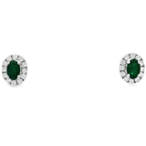 18K白色黃金天然祖母綠鑽石耳環