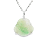 18K白色黃金天然翡翠吊墜