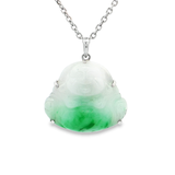 18K白色黃金天然翡翠吊墜