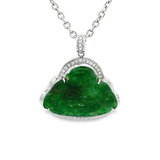 18K白色黃金天然翡翠鑽石吊墜