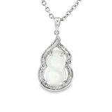 18K白色黃金天然翡翠鑽石吊墜