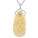 18K白色黃金天然翡翠鑽石吊墜