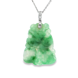 18K白色黃金天然翡翠鑽石吊墜