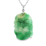 18K白色黃金天然翡翠吊墜