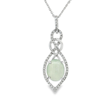 18K白色黃金天然翡翠鑽石吊墜