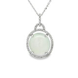 18K白色黃金天然翡翠鑽石吊墜