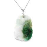 18K白色黃金天然翡翠吊墜
