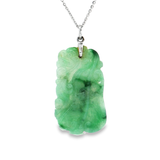 18K白色黃金天然翡翠吊墜