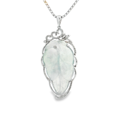 18K白色黃金天然翡翠鑽石吊墜