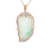 18K玫瑰黃金天然翡翠鑽石吊墜