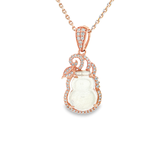 18K玫瑰黃金天然翡翠鑽石吊墜