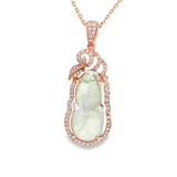 18K玫瑰黃金天然翡翠鑽石吊墜