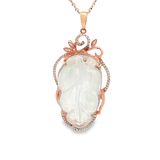 18K玫瑰黃金天然翡翠鑽石吊墜