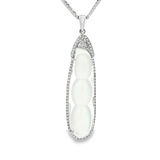 18K白色黃金天然翡翠鑽石吊墜