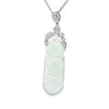 18K白色黃金天然翡翠鑽石吊墜