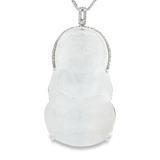 18K白色黃金天然翡翠鑽石吊墜