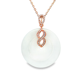 18K玫瑰黃金天然翡翠鑽石吊墜